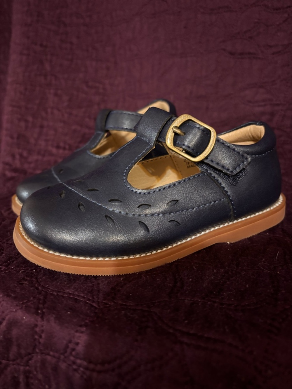 Kids Navy T-Strap Mary Jane Shoes - Picture 4 of 7
